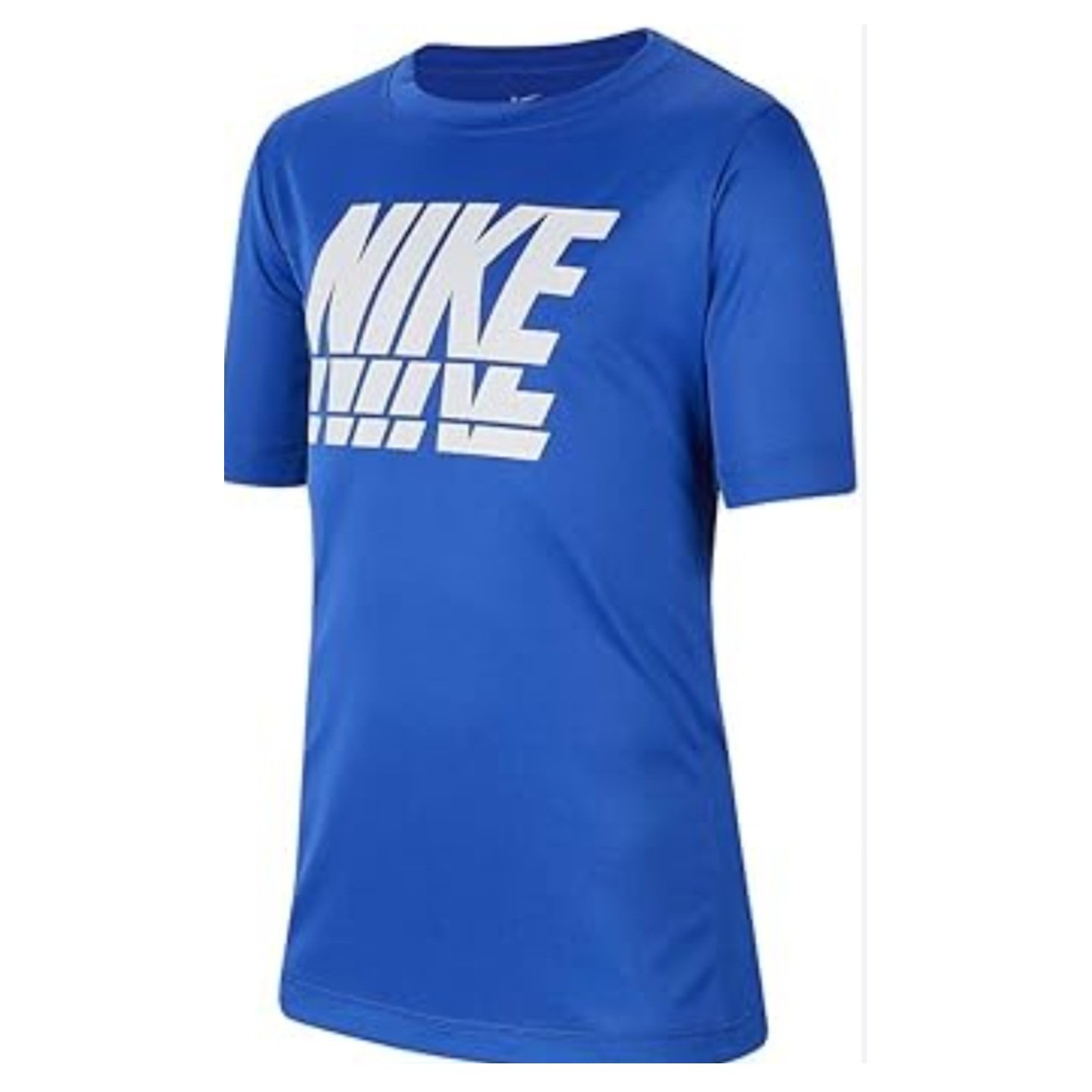 Nike Dri-Fit Boys T-Shirt Xl Blue Short Sleeve Graphic Logo Athletic Tee